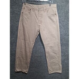 Levis 501 Mens Beige Straight Leg Button Fly Jeans W34 L30